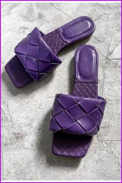 Weave Leather Slippers F1147