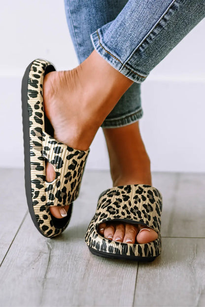 Leopard Print Thick Sole Slip on Slippers