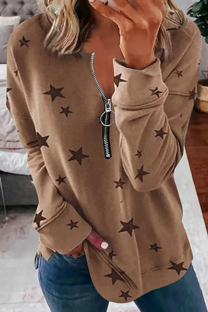 The Stars Patchwork Zipper Collar Hoodies(8 Colors)