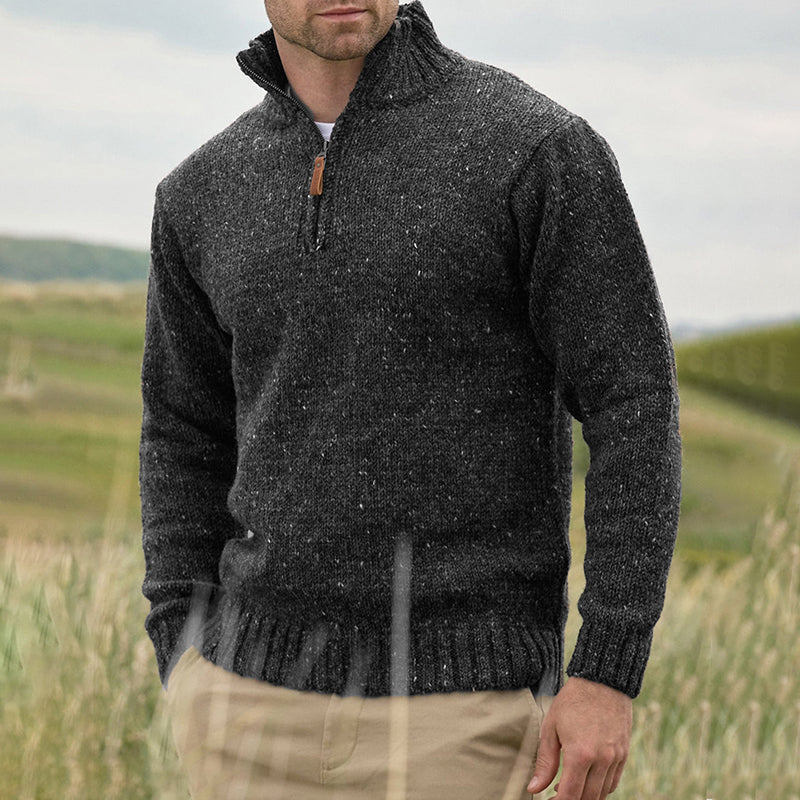 Men'S Vintage Knit Zip Neck Turtleneck Sweater elevenforest