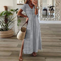 Comstylish Vintage Stripe Splicing Art Maxi Dress