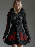 Comstylish Halloween Blood Butterfly Women's Knit Sweater Dress
