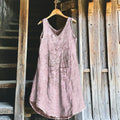 Vintage Flowers Art Pattern Linen Midi Dress elevenforest