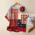 Women's Vintage Abstract Geometric Lines Flower Print  T-shirt elevenforest