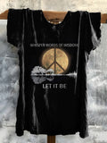 Hippy Graphic Art Print Crew Neck T-Shirt