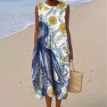 Women's Vintage Octopus And Floral Print Cotton Casual Dress elevenforest
