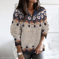 Vintage Geometry Contrast Jacquard Ziper Cozy Sweater elevenforest