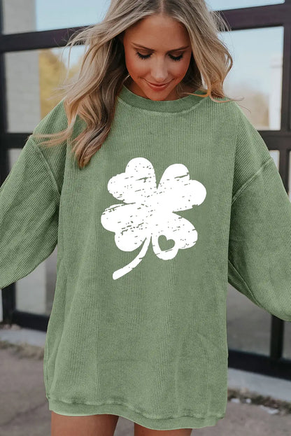 Grass Green Distressed Clover Sweatshirt