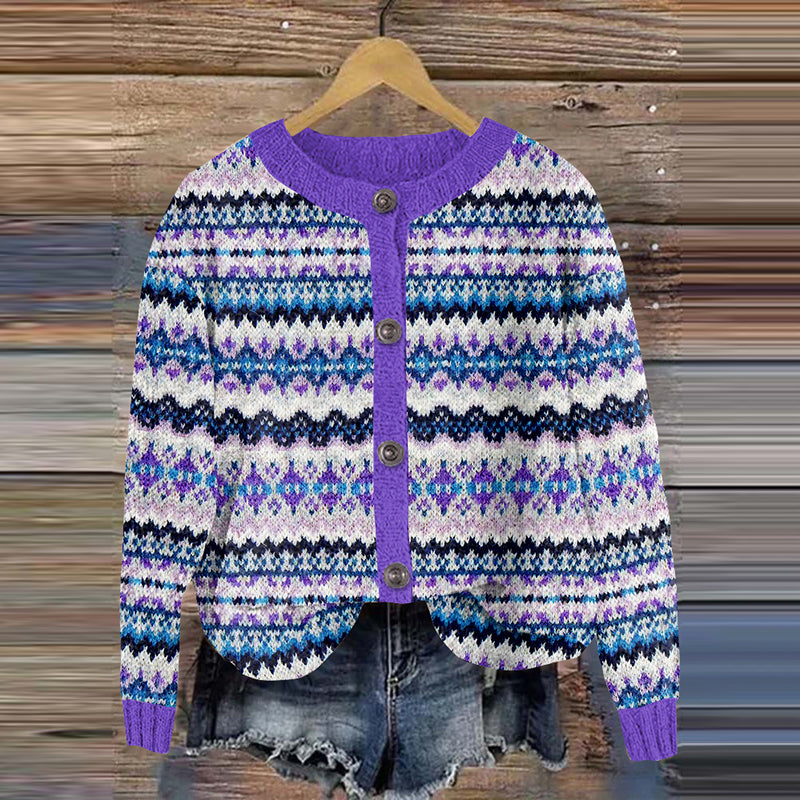 Vintage Icelandic Geometric Knit Thermal Sweater elevenforest