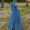 Comstylish Vintage Elegant Wide Skirt Flowy Maxi Dress