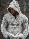 Men's Vintage Celtic Skull Chunky Cozy Knit Hooded Sweater elevenforest