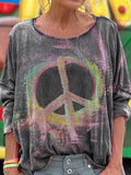 Hippie Graphic Art Print Casual Long Sleeve T-Shirt