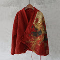 Gold Phoenix Embroidered Plush Kimono Cardigan elevenforest