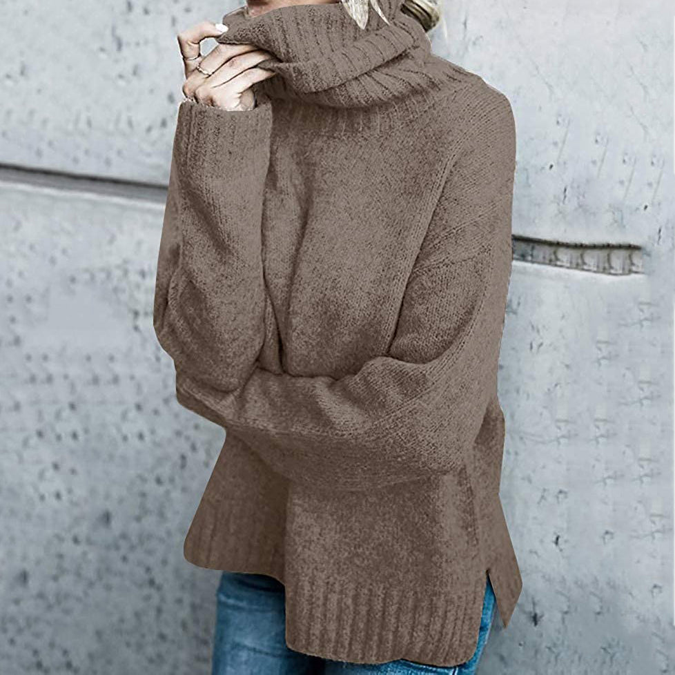 Vintage Irregular Turtleneck Long Sleeve Knitted Sweater elevenforest