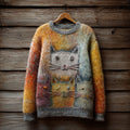 Cute Colorful Cats Embroidered Vintage Cozy Sweater elevenforest