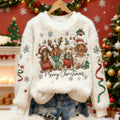 Comstylish Cute Puppy Pattern Warm Crew Neck Sweater