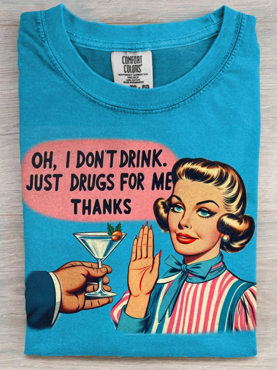 Comstylish Vintage Funny Art Print Casaul Short Sleeve T-shirt