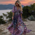 Retro Boho Rose Embroidered Sequined Maxi Dress elevenforest