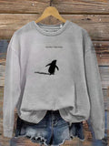 Comstylish Nihilism Penguin Minimalist Round Neck Sweatshirt