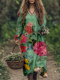 Vintage Flowers Embroidered Linen Blend Maxi Dress elevenforest