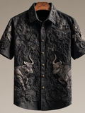 Western Cowboy Style Animal Elements Retro Cotton And Linen Men's Shirt elevenforest