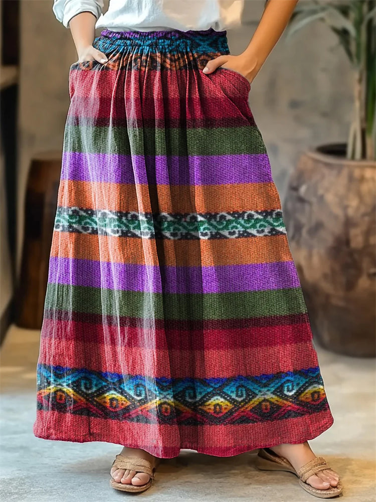 Colorful Kenya Style Print Women's Cotton Skirt elevenforest