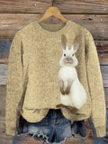 Bunny Felt Art Cozy Knit Sweater artswardrobe