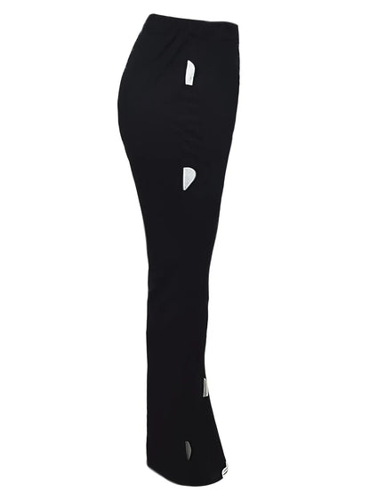 High Waist Heart Print Slimming Flared Pants New Spring Elastic Micro Horn Trousers Sweet Causal Style
