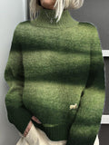 Green Landscape Art Pattern Cozy Turtleneck Sweater artswardrobe