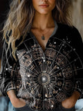 Women's Mysterious Astrology Hippie Print Casual Long Sleeve Comfortab