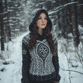 Women's Vintage Viking Totem Celtic Knot Pocket Hooded Sweater elevenforest