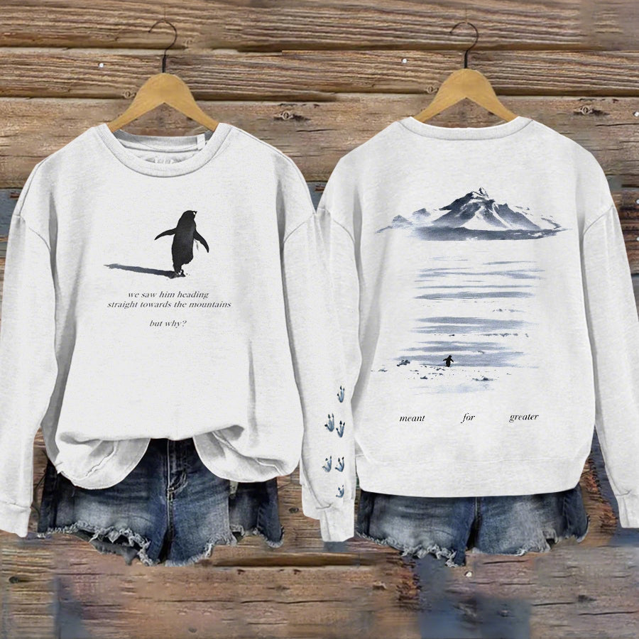 Comstylish But Why Nihilist Penguin Print Crew Neck Sweatshirt
