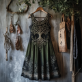 Vintage Tribal Celtic Knot Life Of Tree Lace Patchwork Art Linen Tank Dress elevenforest