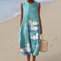 Vintage Loose Vintage Cute Duck Art Linen Tank Dress elevenforest