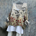 Floral Embroidered Art Linen Blend Tunic elevenforest