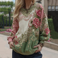 Love & Health Collection Vintage Floral And Rose Art Linen Long Sleeve Sweatshirt elevenforest