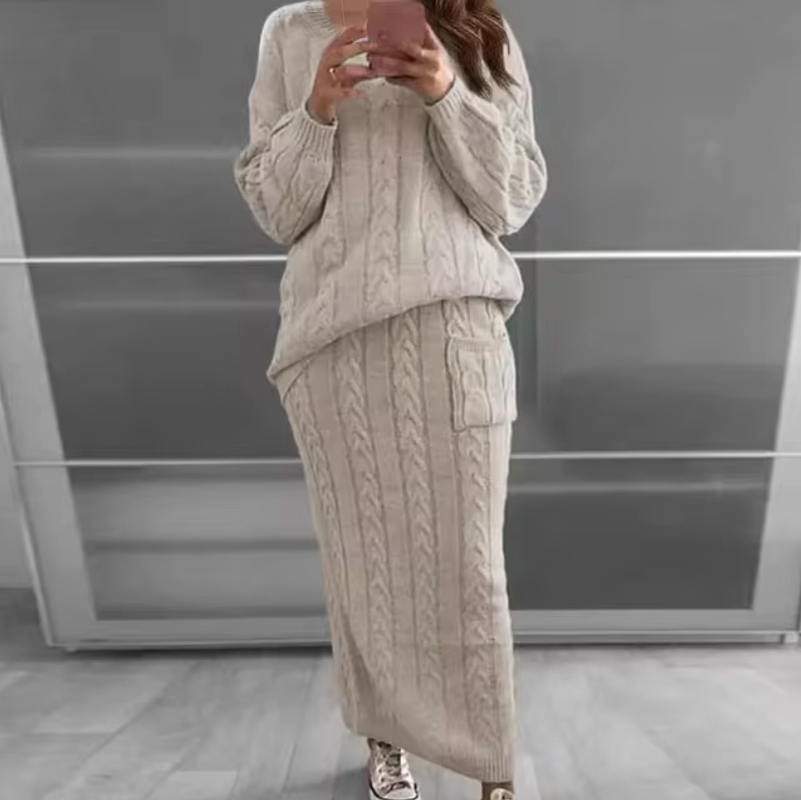 Ramona® | Elegant set of knitted sweater and skirt