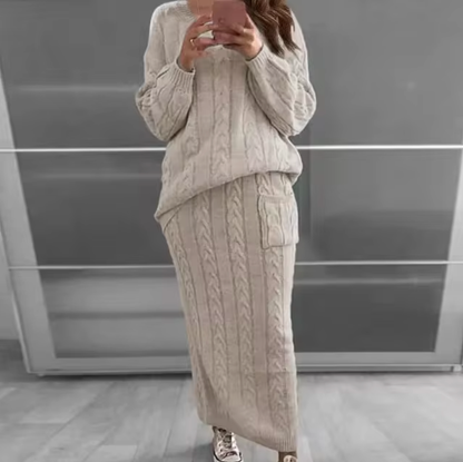 Ramona® | Elegant set of knitted sweater and skirt