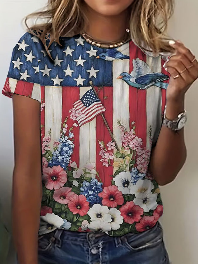Comstylish Women's Independence Day Print T-shirt