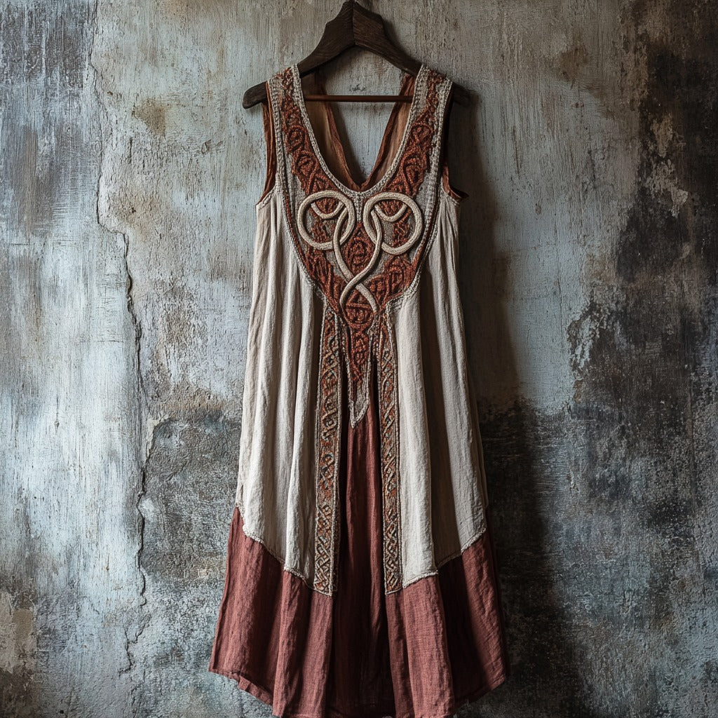 Tribal Celtic Knot Lace Art Linen Tank Dress elevenforest