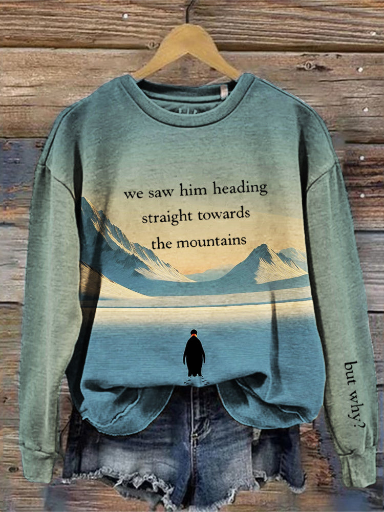 Comstylish Nihilist Penguin Polar Landscape Gradient Sweatshirt