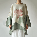 Vintage Classy Lotus Art Linen Blend Tunic elevenforest