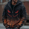 Men's Halloween Spooky Face Gradient Inspired Knitted Distressed Hooded Sweater elevenforest