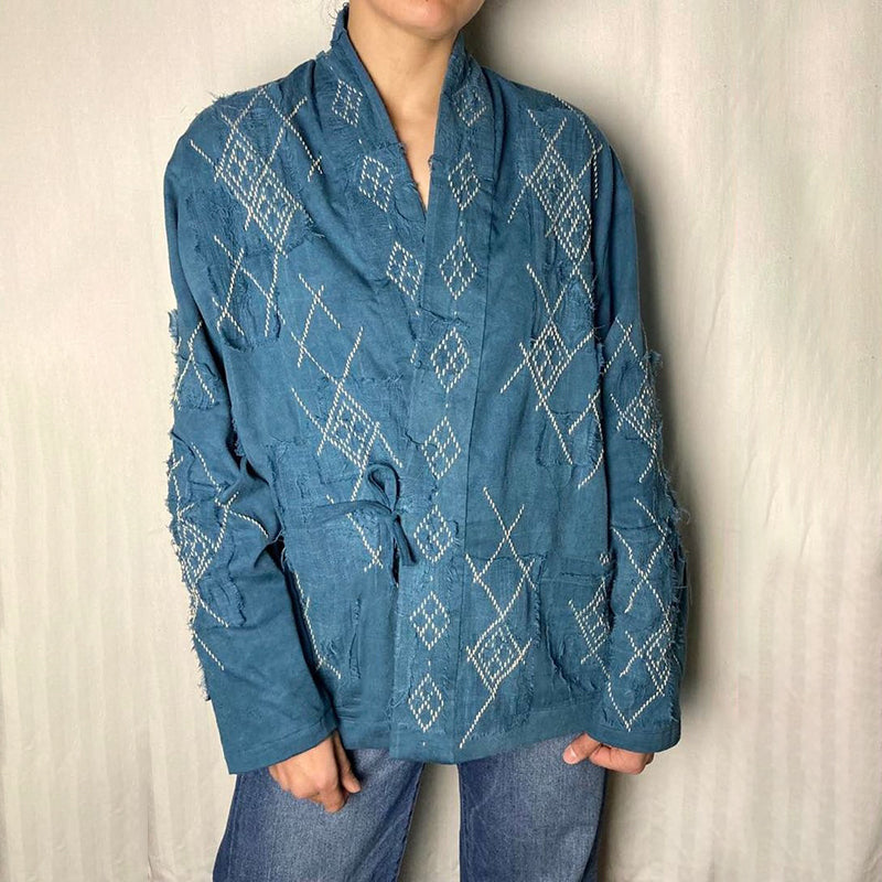 Japanese Style Quilted Cut-inspired Design Kimono elevenforest