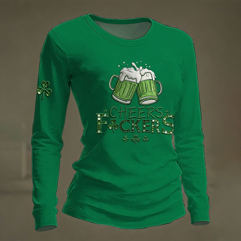 Comstylish Women's St. Patrick's Day Print Long Sleeve Tshirt