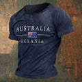 Men's Vintage Australian Print Short Sleeve Casual T-shirt elevenforest