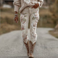 Women's Vintage Rose Floral Embroidery Art Jeans elevenforest
