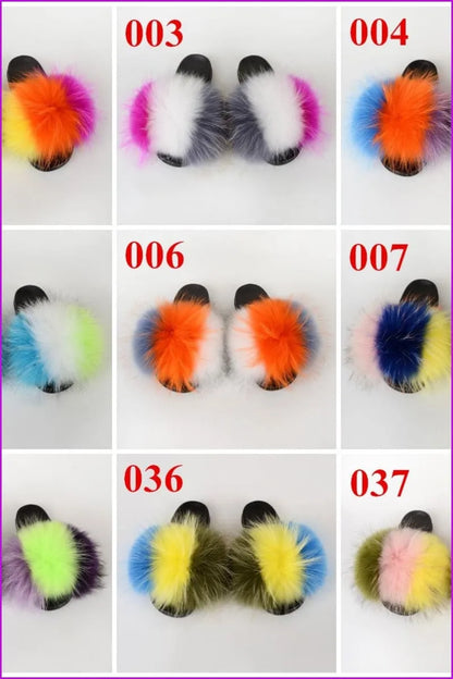 {5-7 Days Wait for Make} New Color Raccoon Fur Slides F580