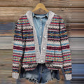 Vintage Icelandic Pattern Print Cozy Button Sweater elevenforest