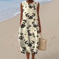 Women's Cute Pug Dog Art Print Dress elevenforest